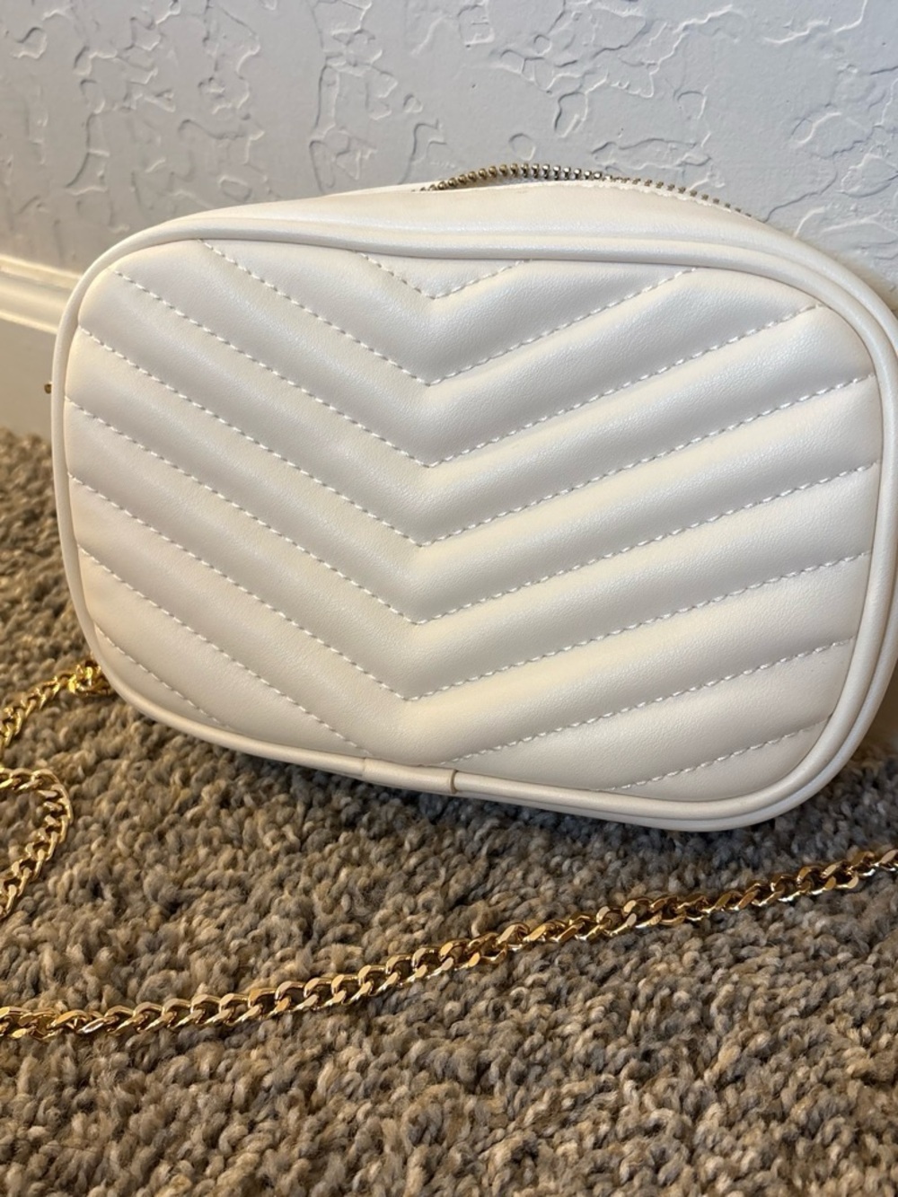 Target White Quilted Crossbody with Gold Chain
